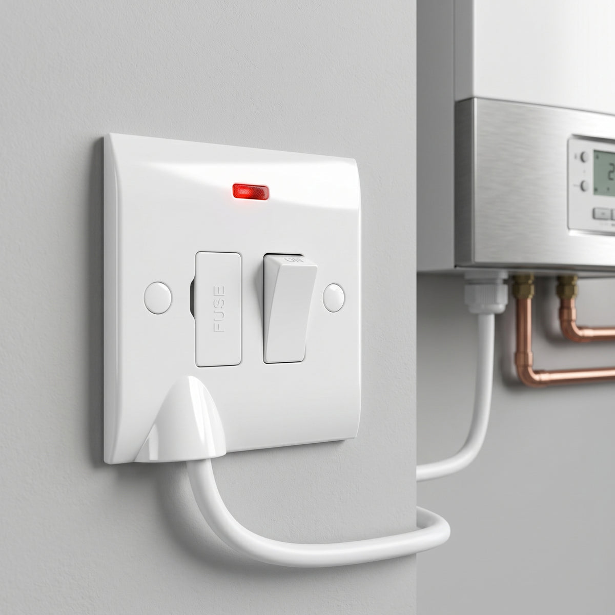White 13A Fused Connection Unit, Single Gang Fused Spur FCU~4086