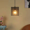 Single head metal square cage pendant light -Application image