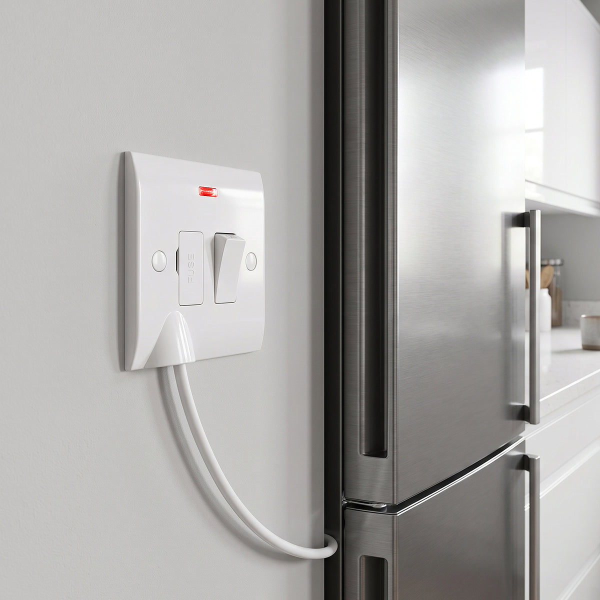 White 13A Fused Connection Unit, Single Gang Fused Spur FCU~4086