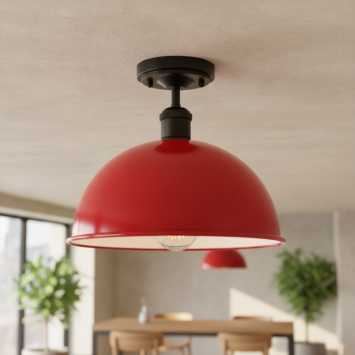 Industrial LED Semi Flush Mount E27 Ceiling Light~4152