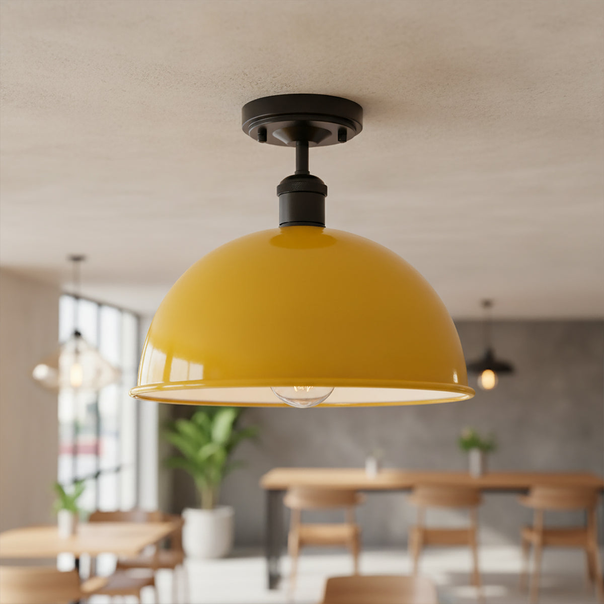 Industrial LED Semi Flush Mount E27 Ceiling Light~4152