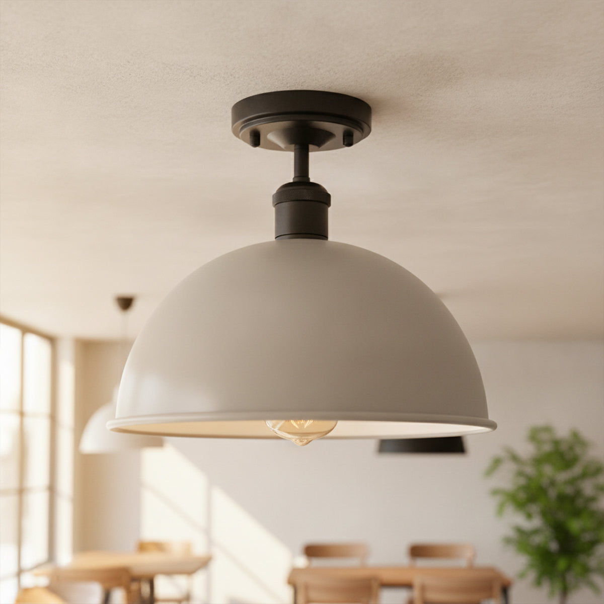 Industrial LED Semi Flush Mount E27 Ceiling Light~4152