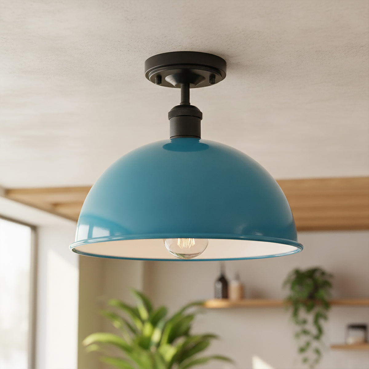 Industrial LED Semi Flush Mount E27 Ceiling Light~4152