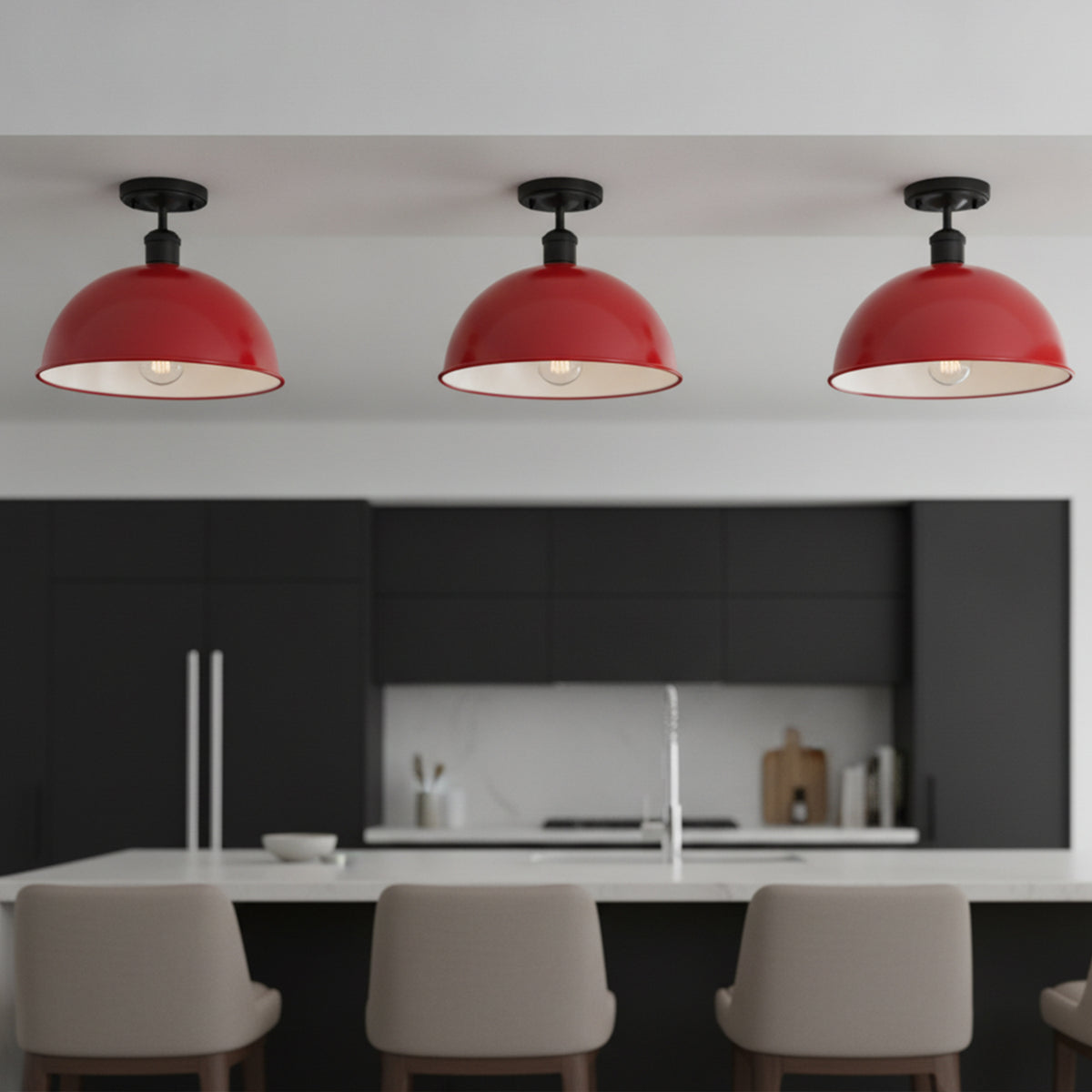 Industrial LED Semi Flush Mount E27 Ceiling Light~4152