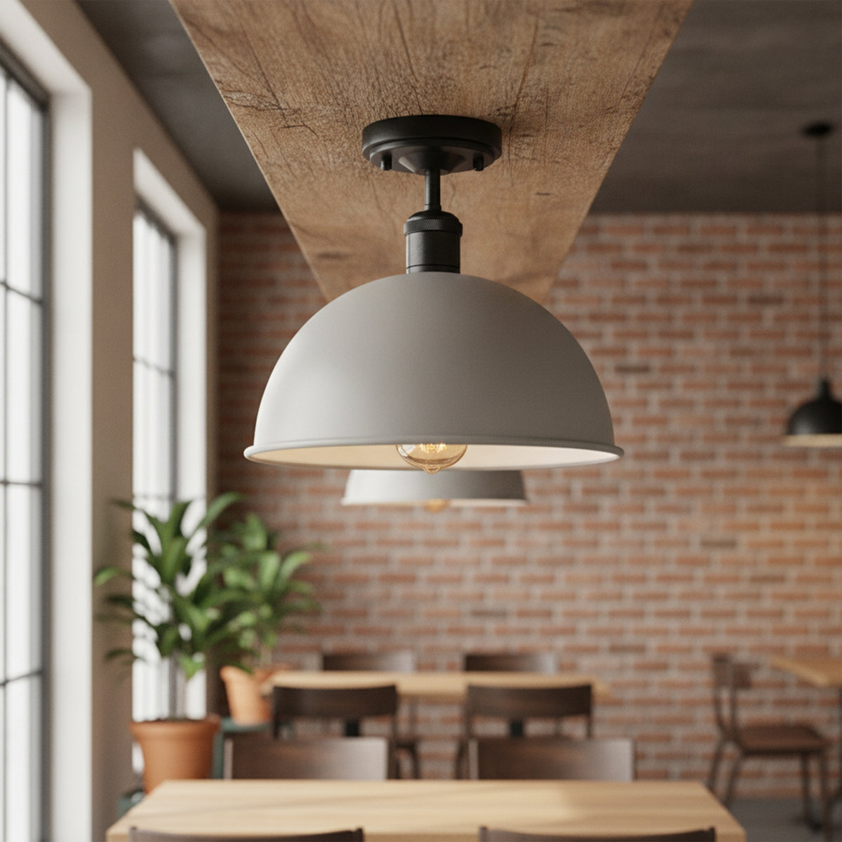 Industrial LED Semi Flush Mount E27 Ceiling Light~4152