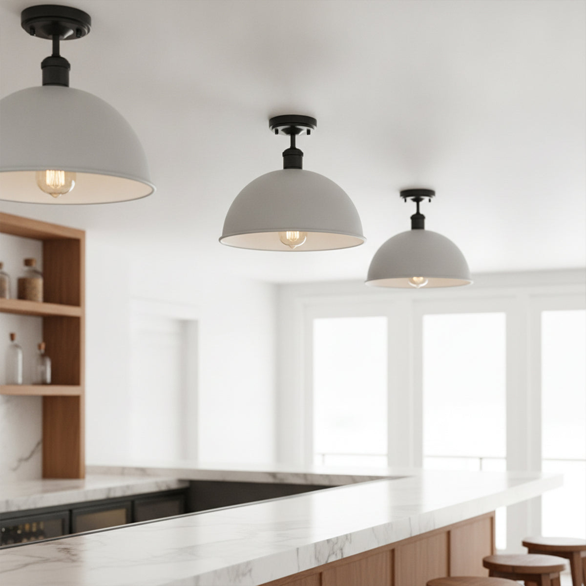 Industrial LED Semi Flush Mount E27 Ceiling Light~4152