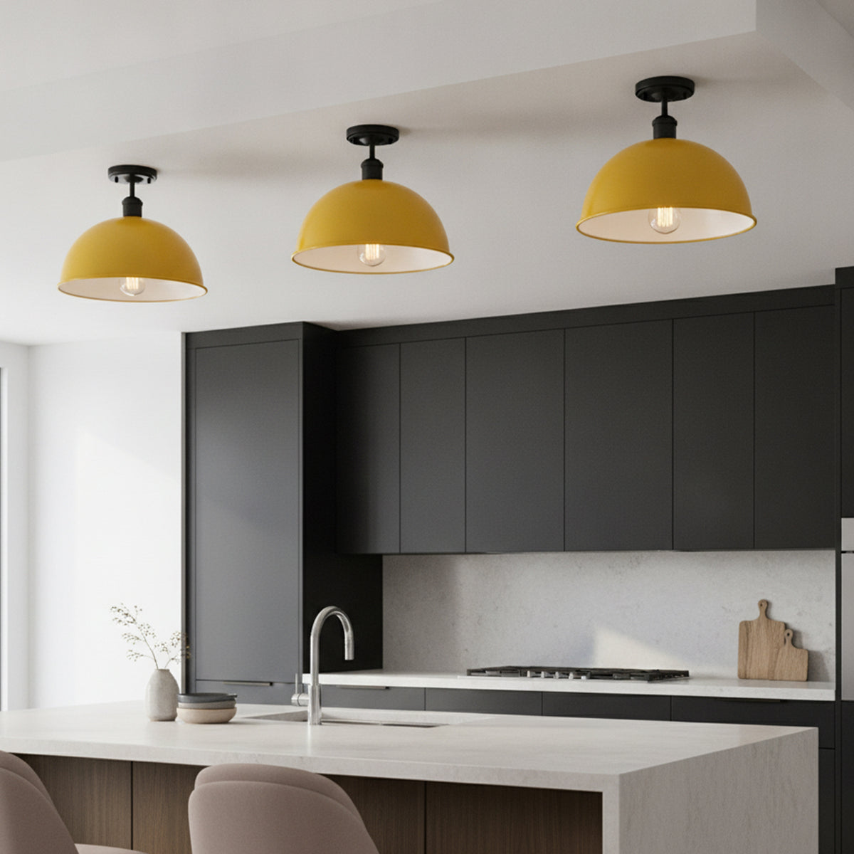 Industrial LED Semi Flush Mount E27 Ceiling Light~4152