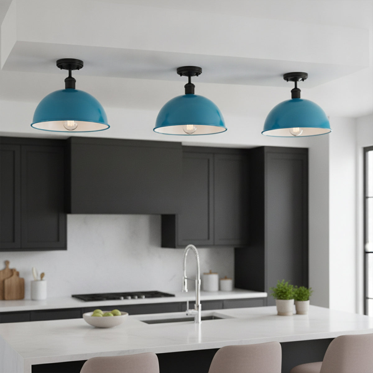 Industrial LED Semi Flush Mount E27 Ceiling Light~4152