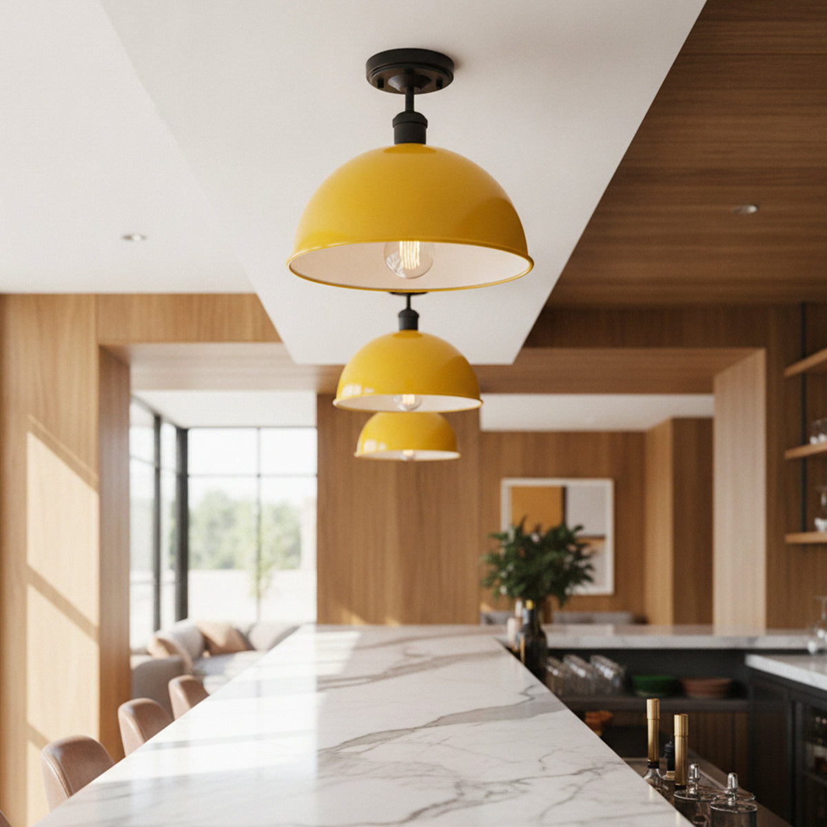Industrial LED Semi Flush Mount E27 Ceiling Light~4152