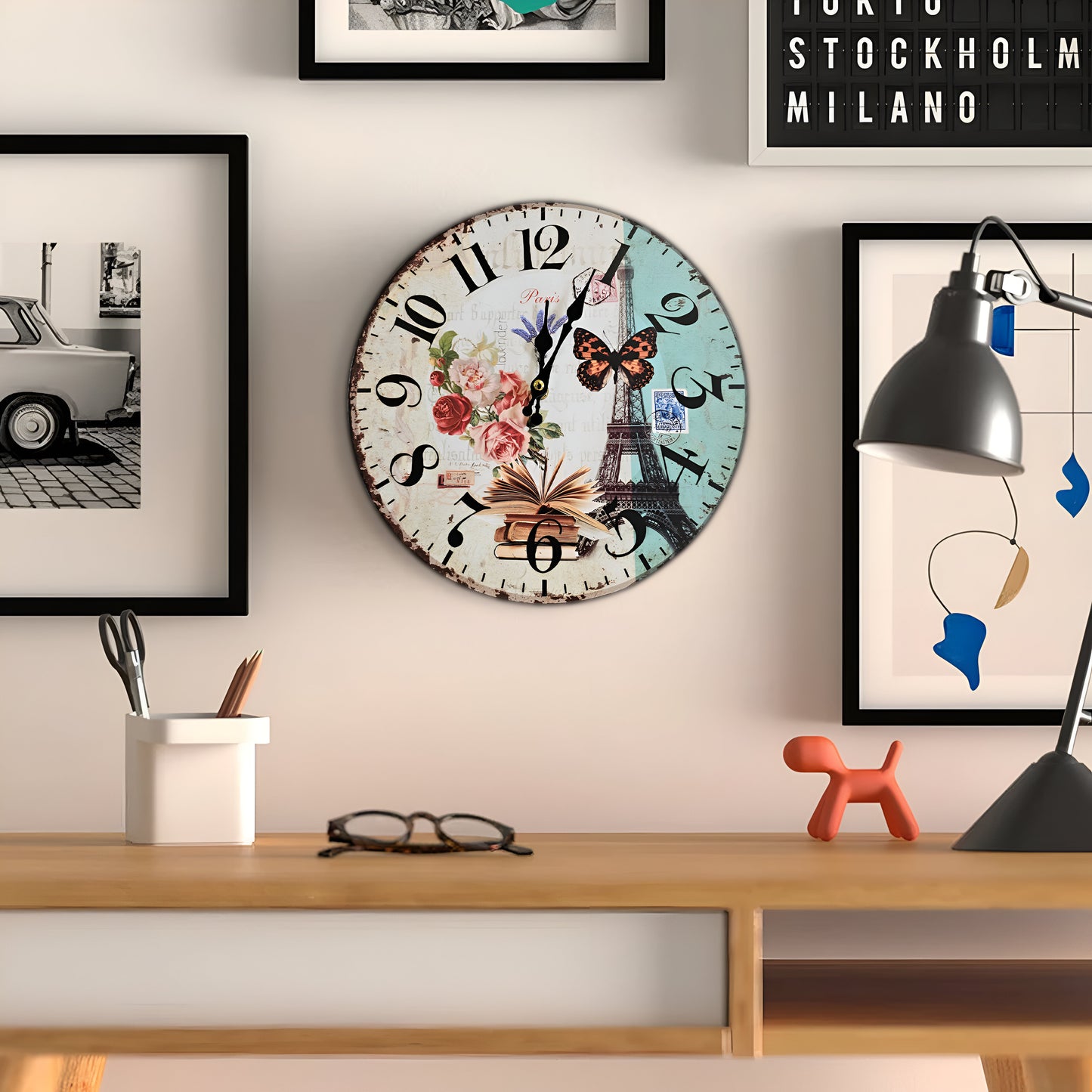 Plate Art Wall Clock Non Ticking Clock