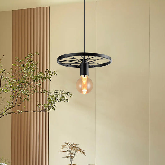 Industrial Chandelier Wheel Single Hanging Pendant Light- application image
