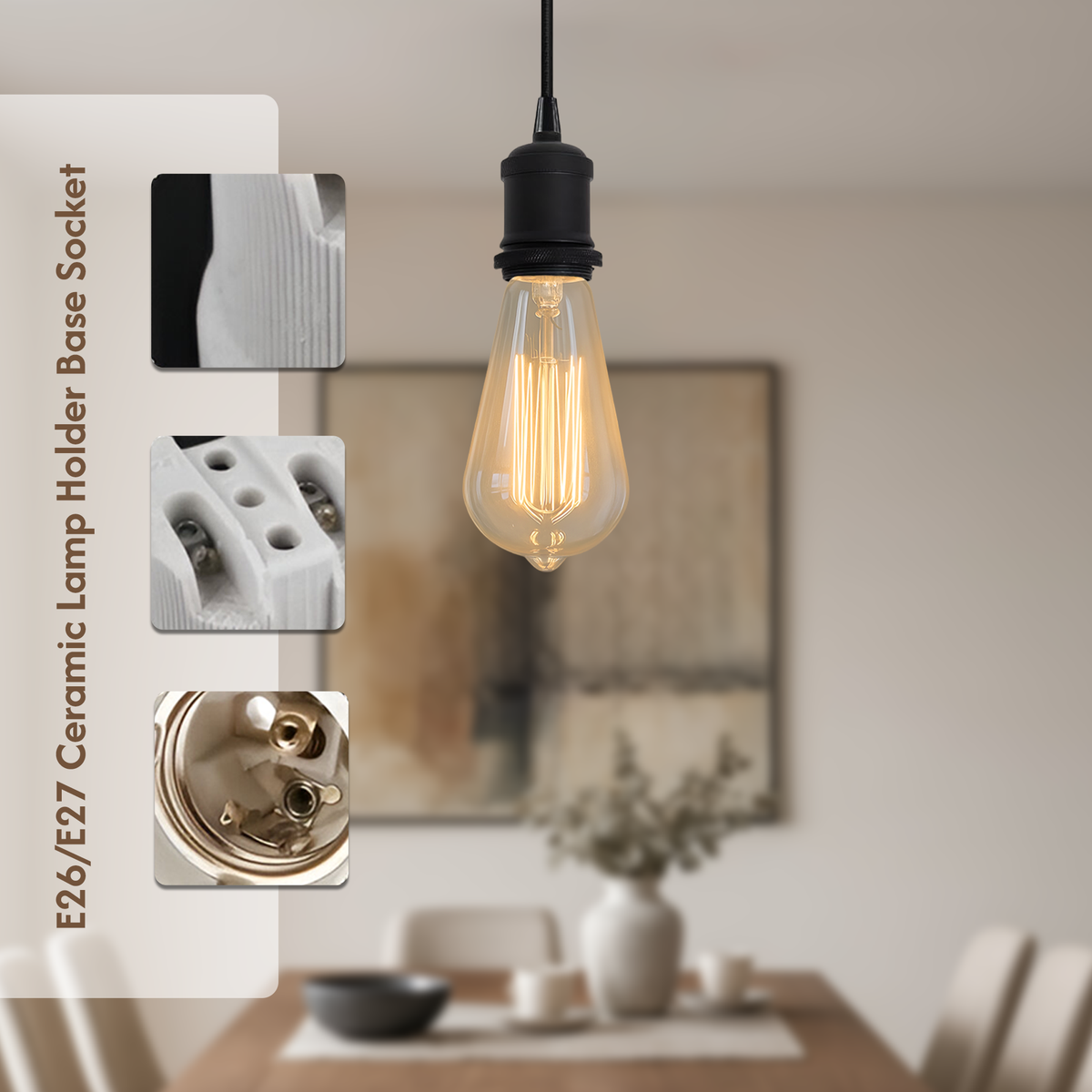 E27 Ceramic Lamp Holder Porcelain Edison Screw Bulb Socket ~ 3240