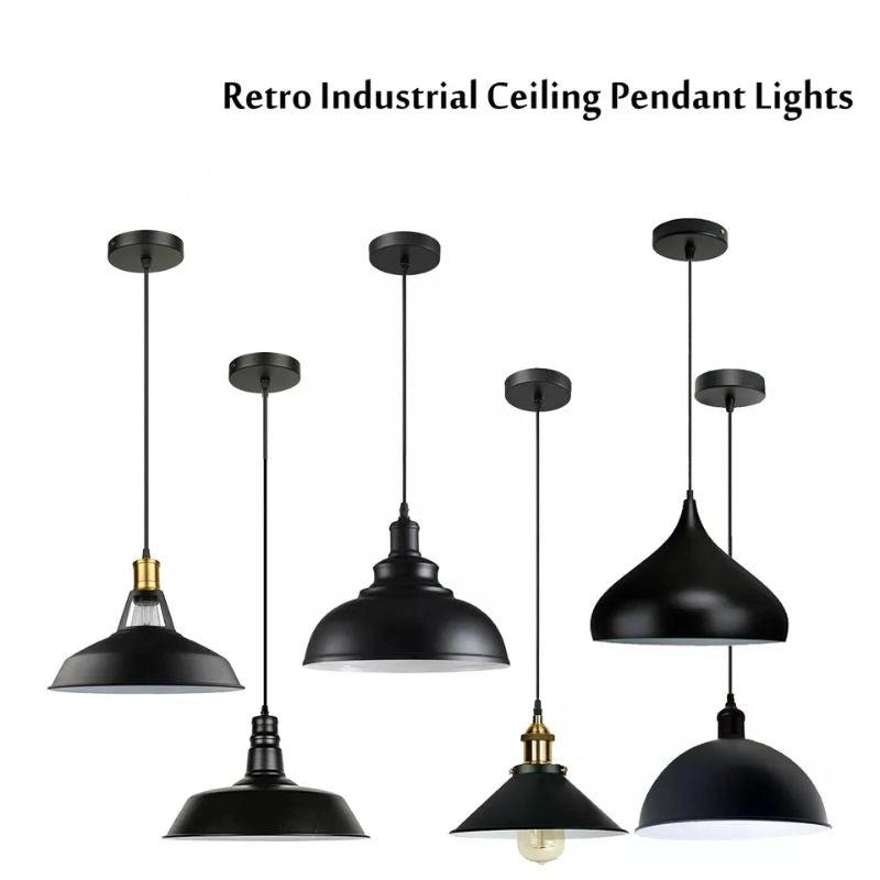 Industrial Black Pendant Light Cone Lamp Shade~1897 - Vintagelite