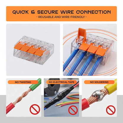 4 Way Lever Wire Connector 32A 450V Clear Reusable Push-In Terminal Block~4030