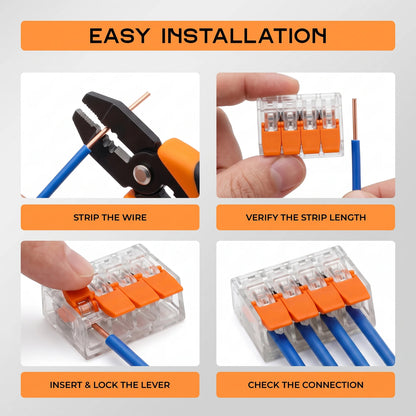 4 Way Lever Wire Connector 32A 450V Clear Reusable Push-In Terminal Block~4030