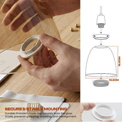 2Pack Glass Lamp Shade E27 Easy Fit Ceiling Pendant Light Shade~4112