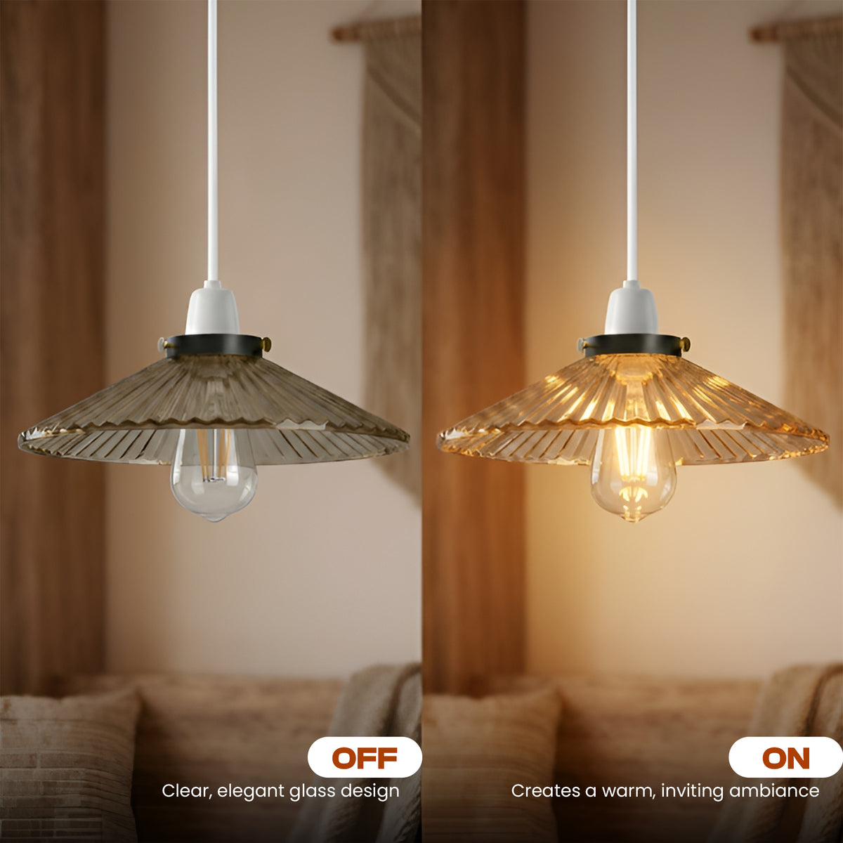 2Pack Glass Lamp Shade E27 Easy Fit Ceiling Pendant Light Shade~4112