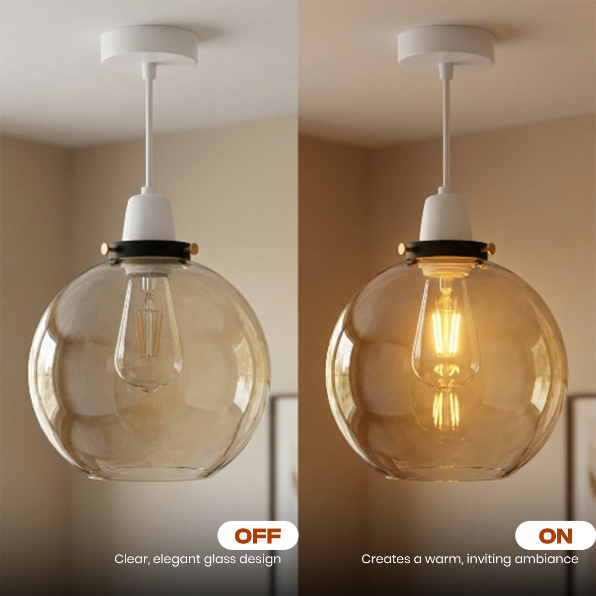 2Pack Glass Lamp Shade E27 Easy Fit Ceiling Pendant Light Shade~4112