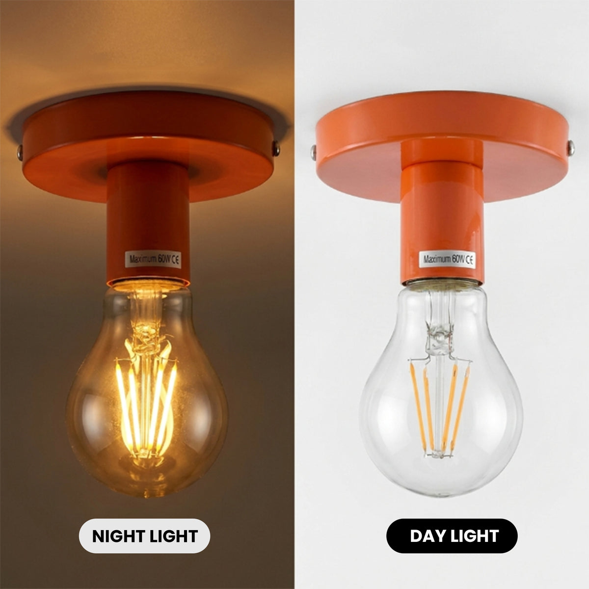 Orange Flush Mount Ceiling Light~1962
