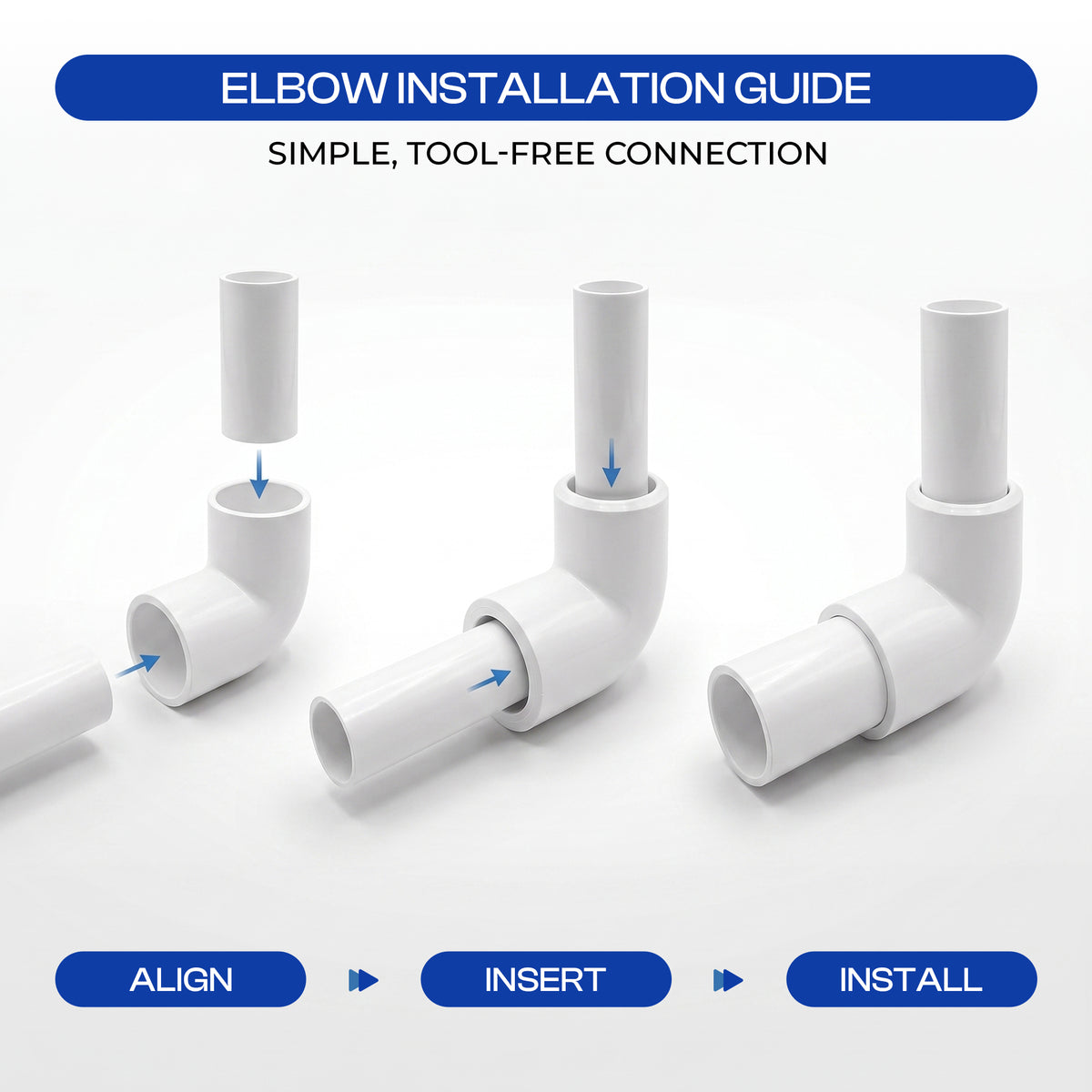 90° Elbow PVC Pipe Fitting White Connector ~ 4096