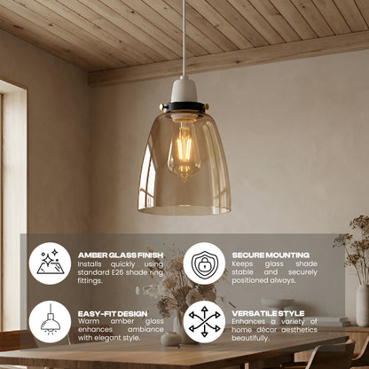 2Pack Glass Lamp Shade E27 Easy Fit Ceiling Pendant Light Shade~4112
