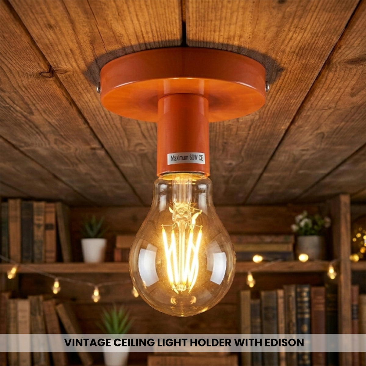 Orange Flush Mount Ceiling Light~1962