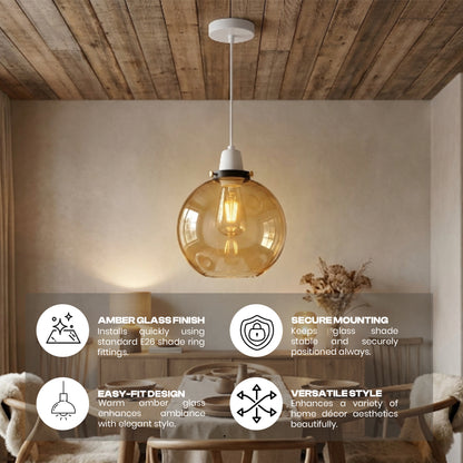 2Pack Glass Lamp Shade E27 Easy Fit Ceiling Pendant Light Shade~4112