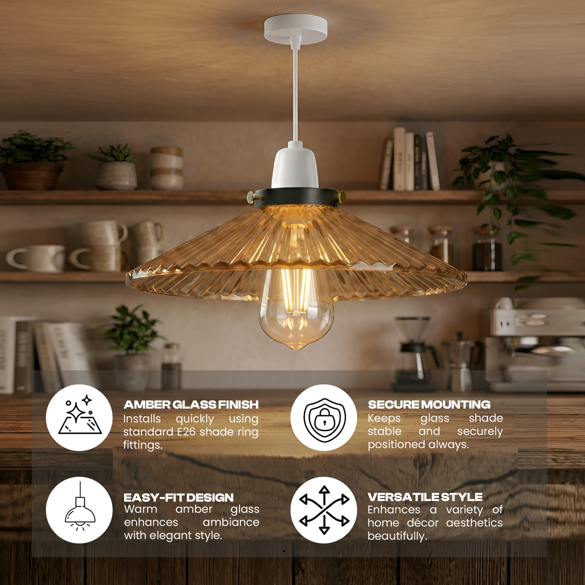 2Pack Glass Lamp Shade E27 Easy Fit Ceiling Pendant Light Shade~4112