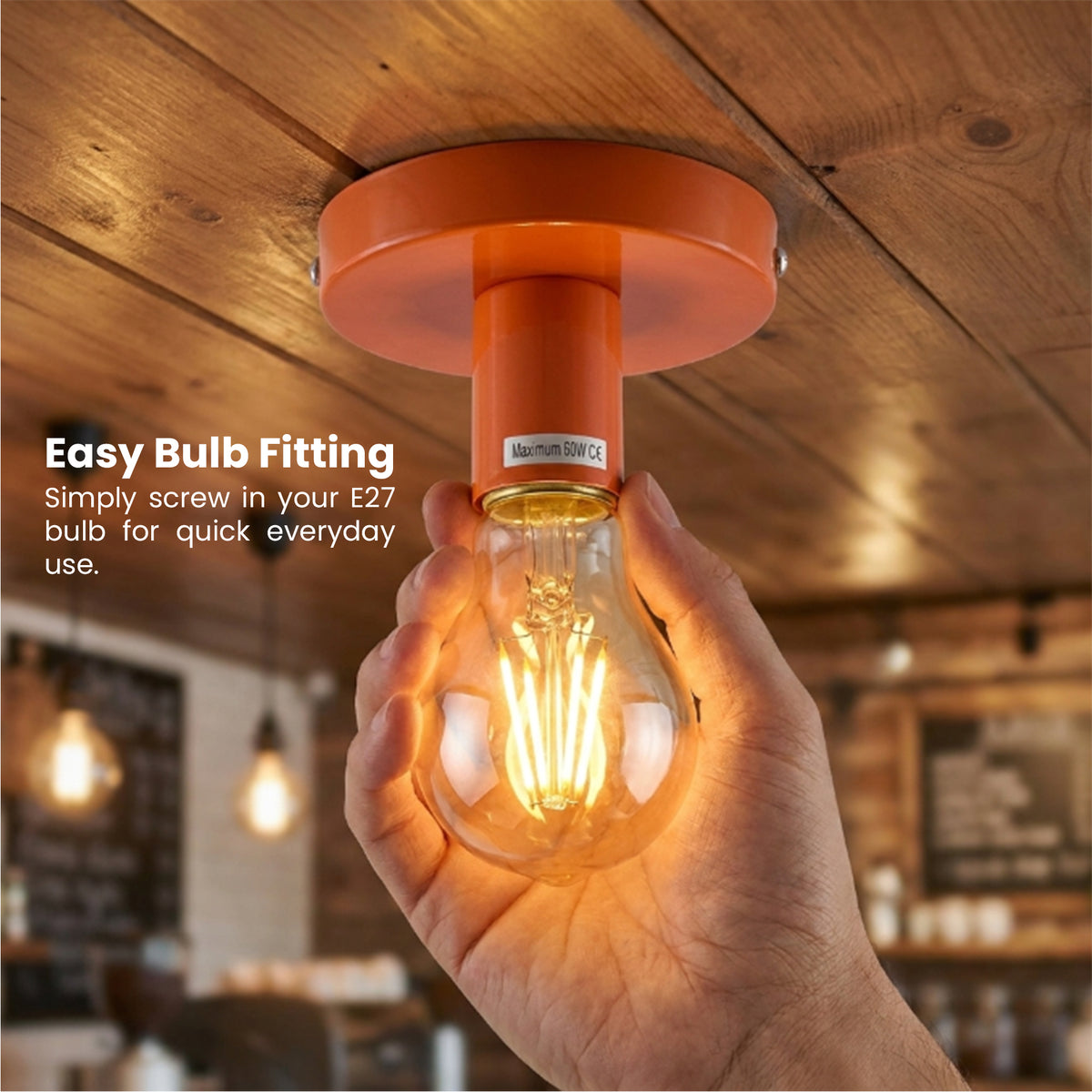 Orange Flush Mount Ceiling Light~1962