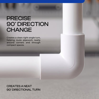 90° Elbow PVC Pipe Fitting White Connector ~ 4096