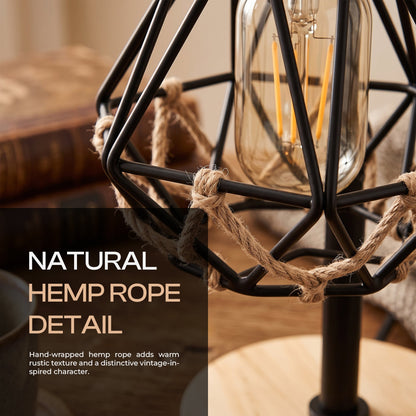 Wooden table lamp with E27 bulb holder and inline switch with 3 pin plug