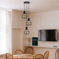  3 Outlet Bird Nest Shaped Metal Cage Ceiling Pendant Light-Application Image