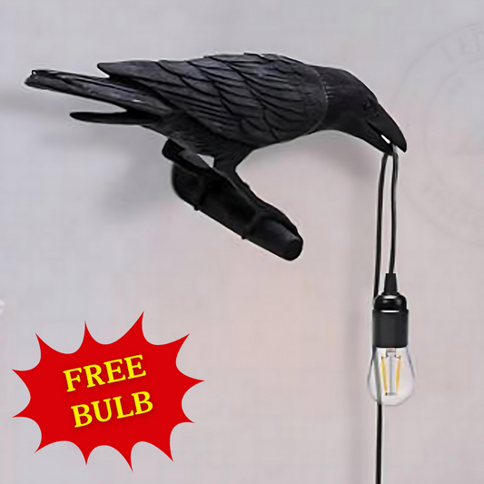 Bird Lamp Crow/ Seletti Bird Looking Left Wall Lamp Black With Free Bulb ~ 3071