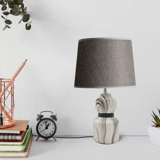 Modern Ceramic Grey Table Lamp Ideal for Bedside and Desk Use - Application Image