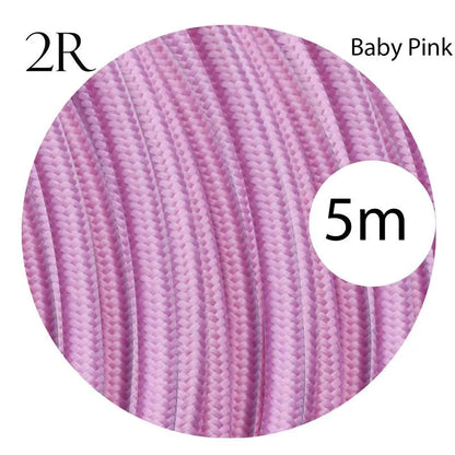  Pink Fabric 2 Core Round Italian Braided Cable 0.75mm