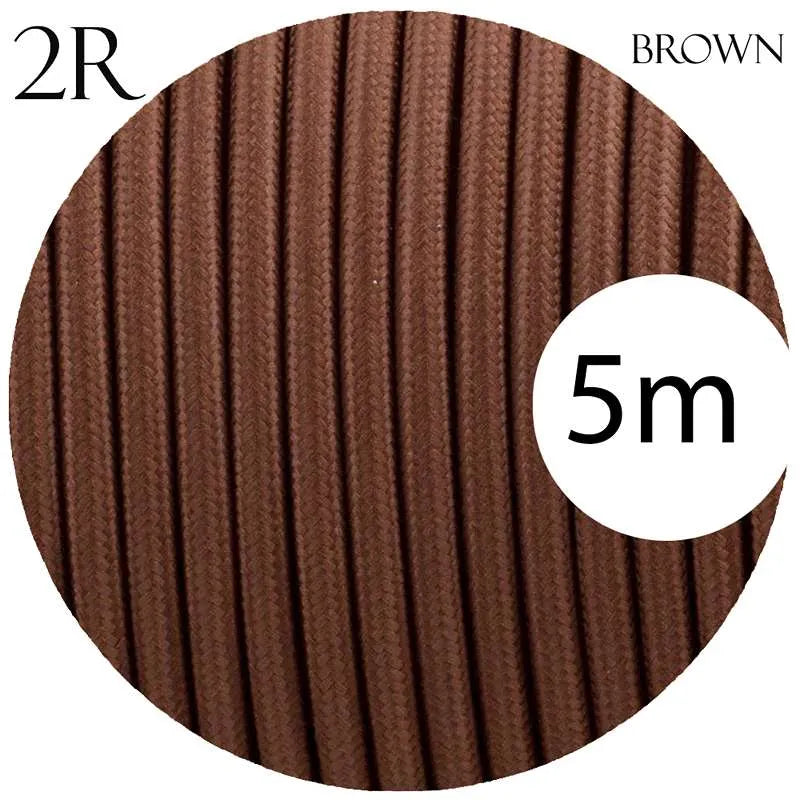 Vintage Brown Fabric 2 Core Round Italian Braided Cable 0.75mm~1076