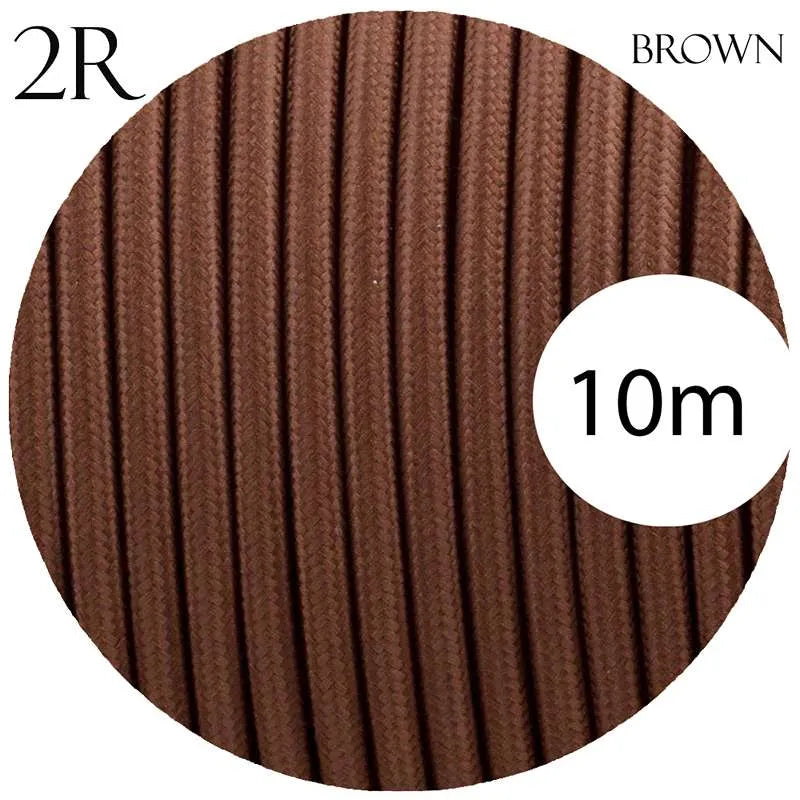 Vintage Brown Fabric 2 Core Round Italian Braided Cable 0.75mm~1076