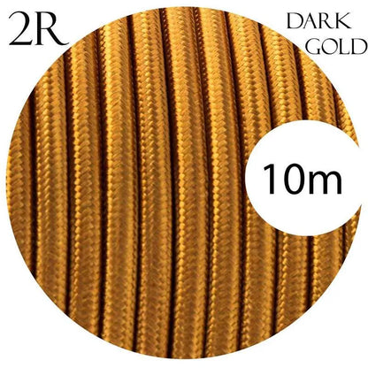 Classic Style: 2-Core Round Italian Braided Cable With a Vintage Gold Design (0.75mm)~1066