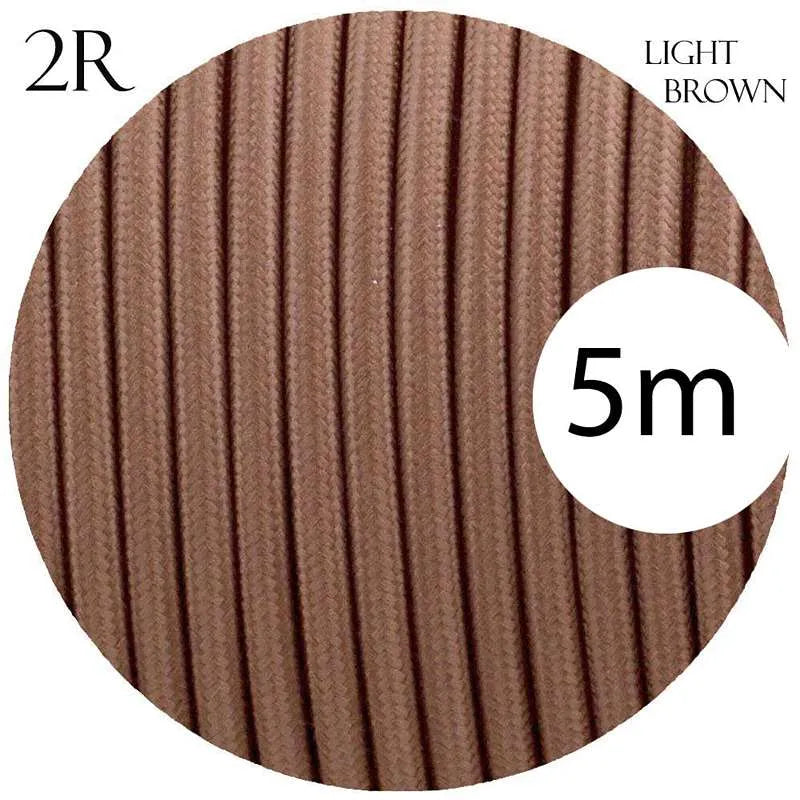 Vintage Light Brown Fabric 2 Core Round Italian Braided Cable 0.75mm~1089