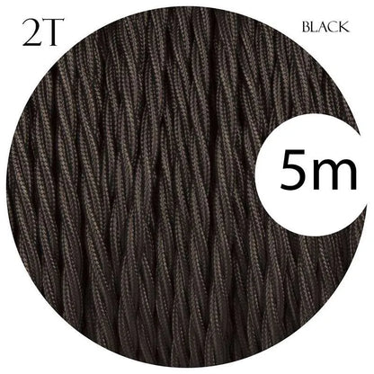 Black Twisted Vintage fabric Cable Flex0.75mm 2 Core