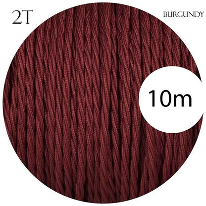 Vintage Burgundy Twisted Fabric Lighting Cable Flex 0.75mm 2 Core~1060