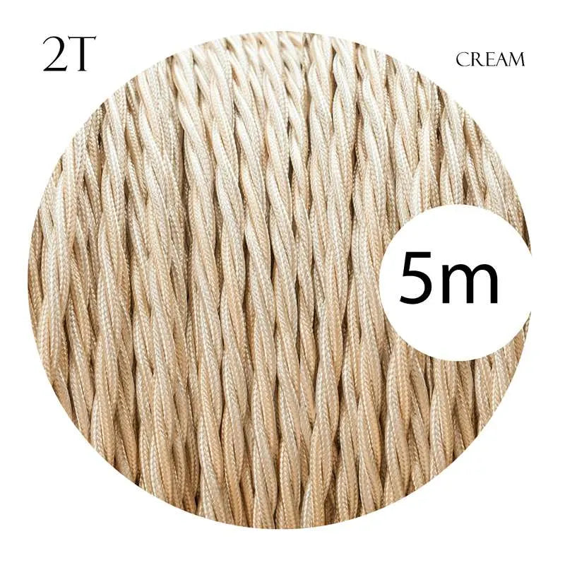 Cream Vintage Fabric 2 Core Twisted Italian Braided Cable