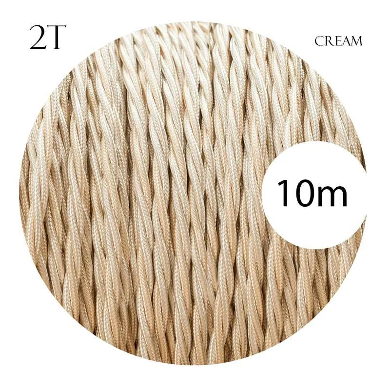 Cream Vintage Fabric 2 Core Twisted Italian Braided Cable
