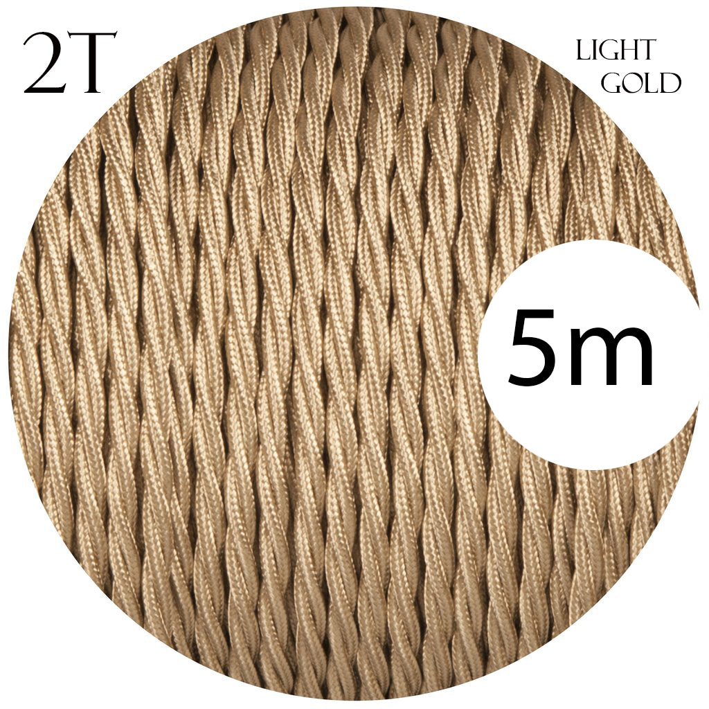 Light Gold Vintage Fabric 2 Core Twisted Italian Braided Cable
