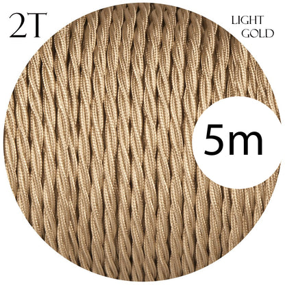 Light Gold Vintage Fabric 2 Core Twisted Italian Braided Cable