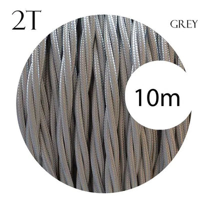  Grey Vintage Fabric 2 Core Twisted Italian Braided Cable