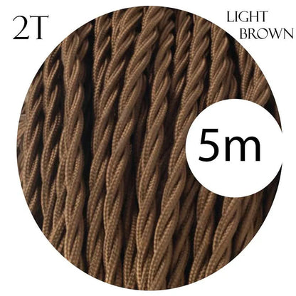 Light BrownTwisted Vintage fabric Lighting Cable Flex0.75mm 2 Core