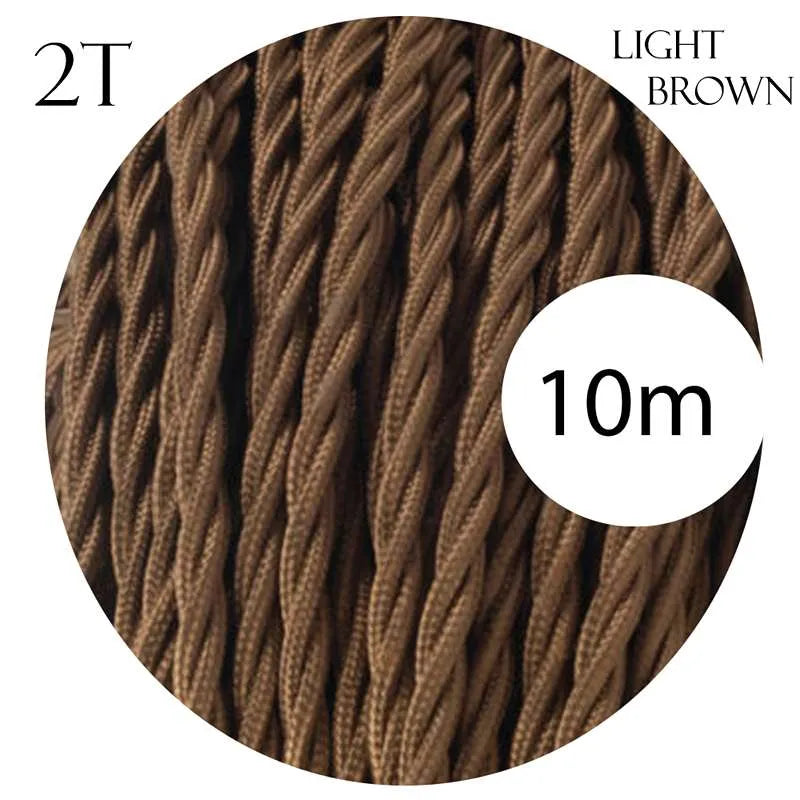 Light BrownTwisted Vintage fabric Lighting Cable Flex0.75mm 2 Core~1052
