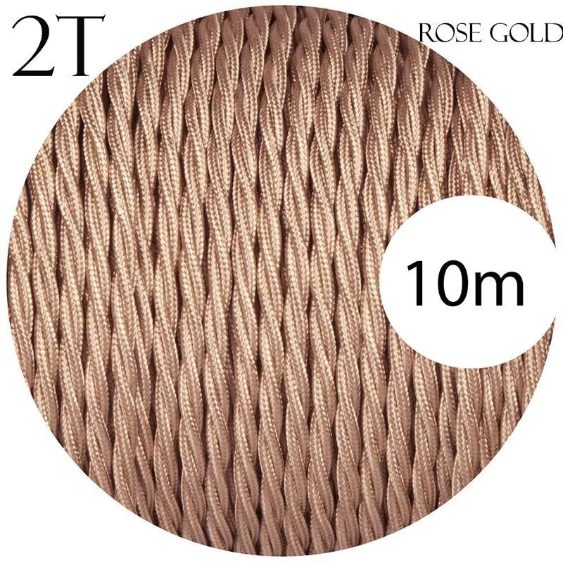 Rose Gold Vintage Fabric 2 Core Twisted Italian Braided Cable