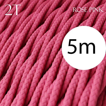Rose Pink Twisted Vintage fabric Cable Flex0.75mm 2 Core~1054